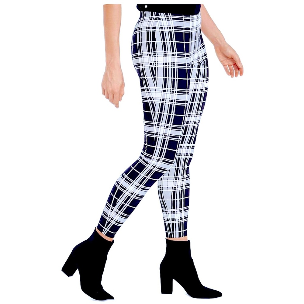 NWT MASION JULES ALL-OVER B&W PLAIDED 
BUSINESS DRESSY LEGGINGS/CASUAL PANTS